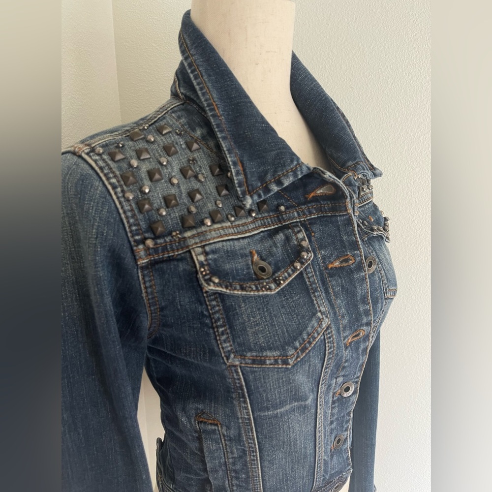 Cropped Denim jacket with stud details - Italian brand Twin-Set Simona Barbieri